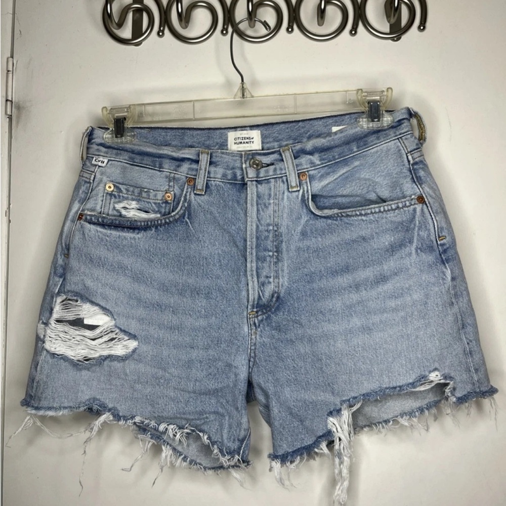 Citizens Of Humanity Blue Distressed Jean Shorts